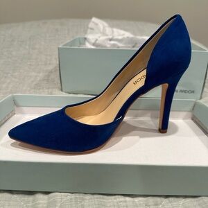 Jenn Ardor stiletto suede heels, royal blue, never worn, size 6